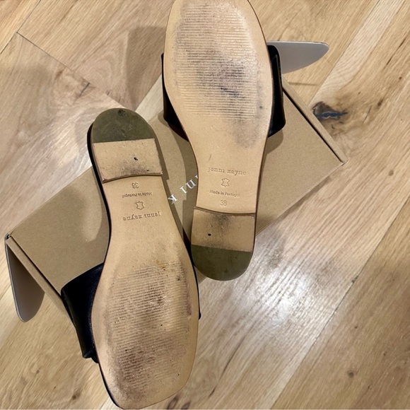 Jenni Kayne Dani Slide Black Leather Sandals Size 38. With box. Like New. - Picture 7 of 7